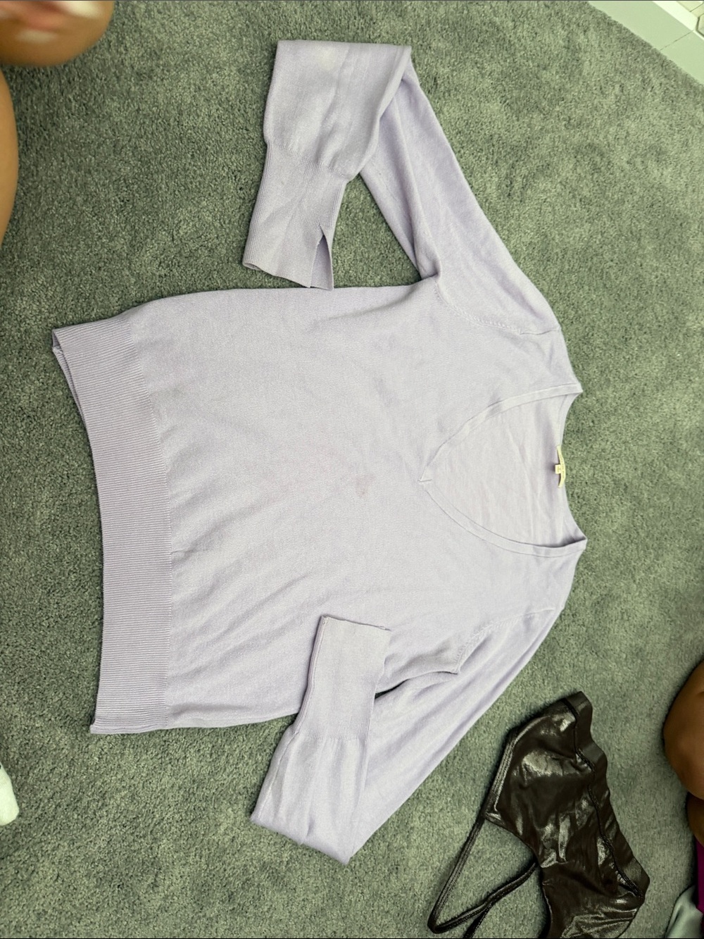 Skies Are Blue Soft Lavender Knit V-Neck